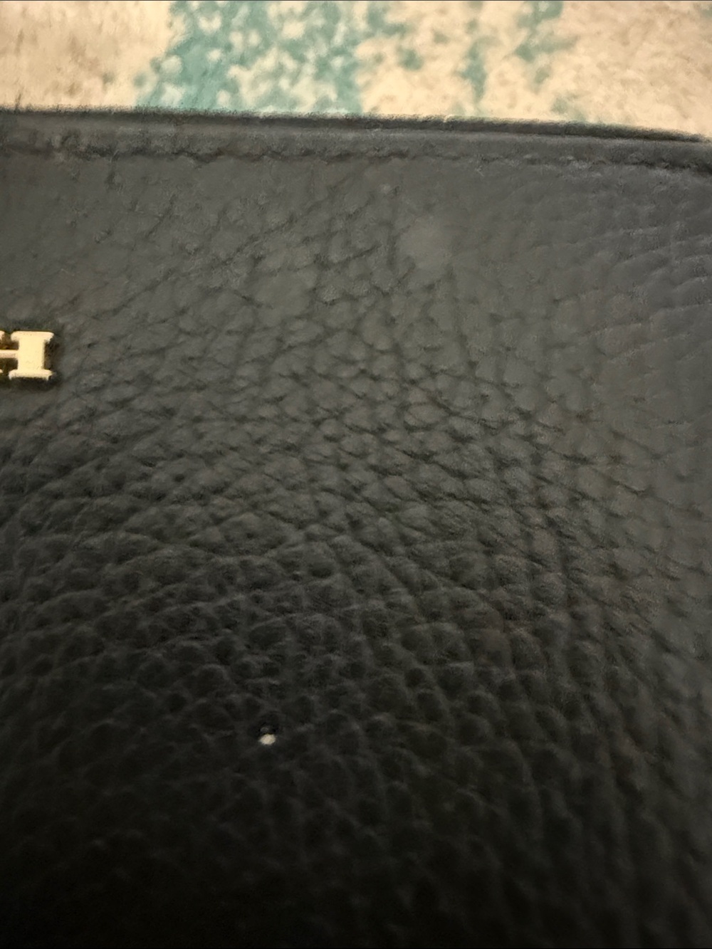 Coach Black Pebbled Leather Zip Wristlet with Gold Logo - Picture 3 of 8